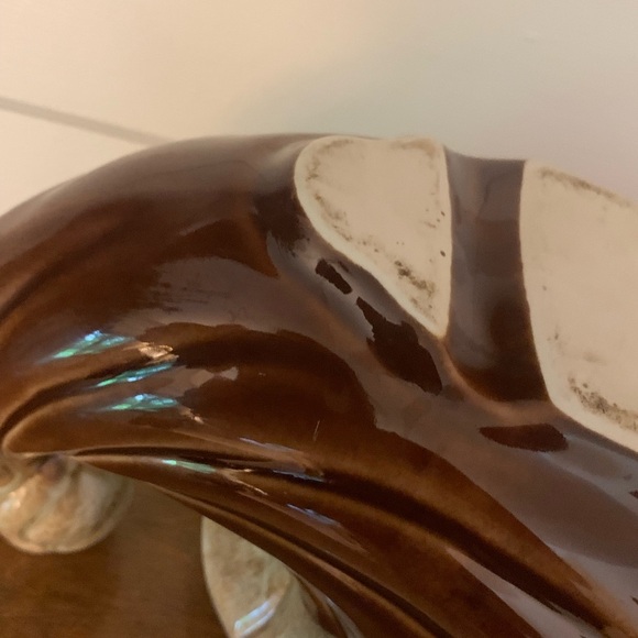 Vintage Brown & Tan Drip Glaze 260 USA Ceramic Cornucopia - Picture 13 of 16